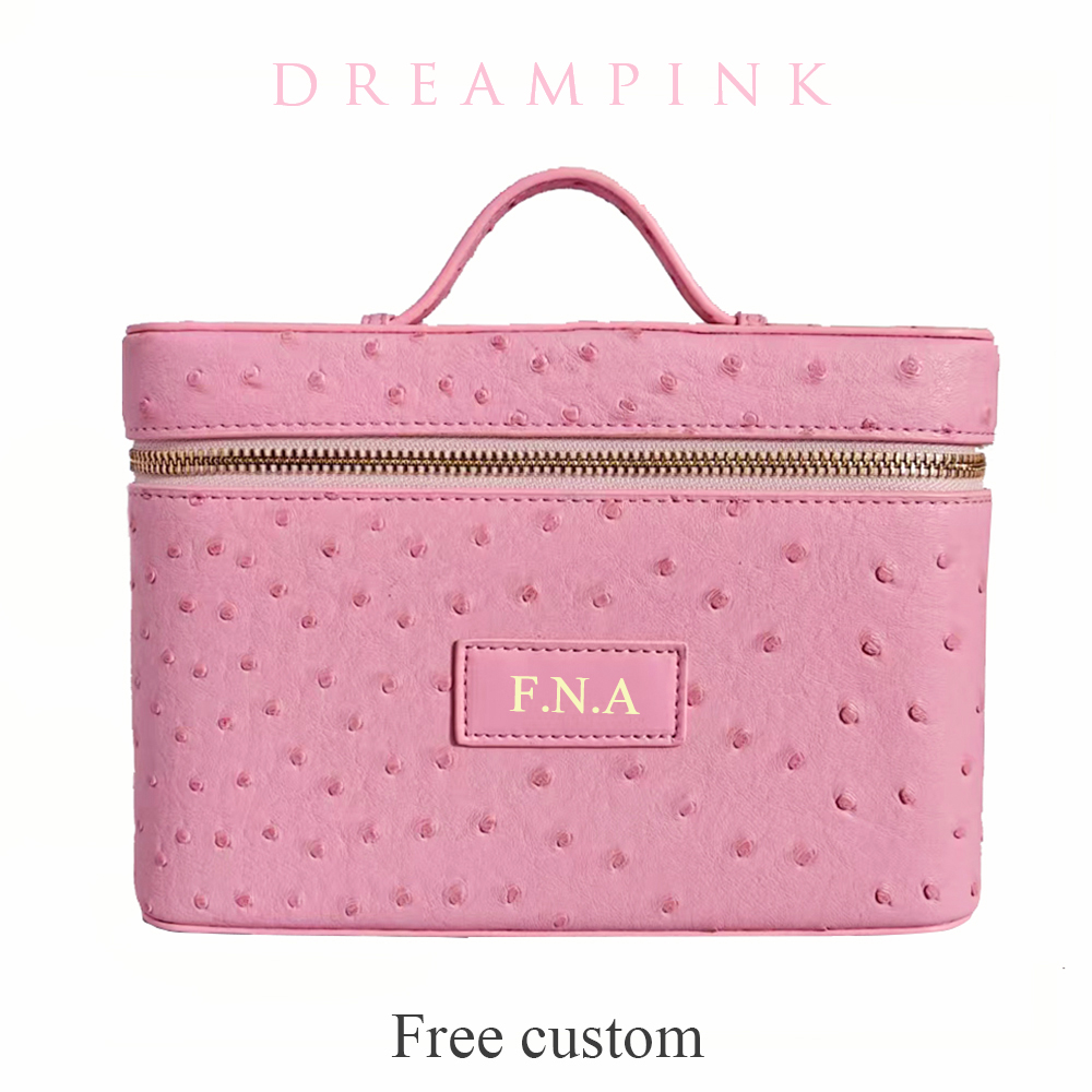 Luxury Bags Names - Lüks Devekuşu Desenli Kadın Makyaj Çantası