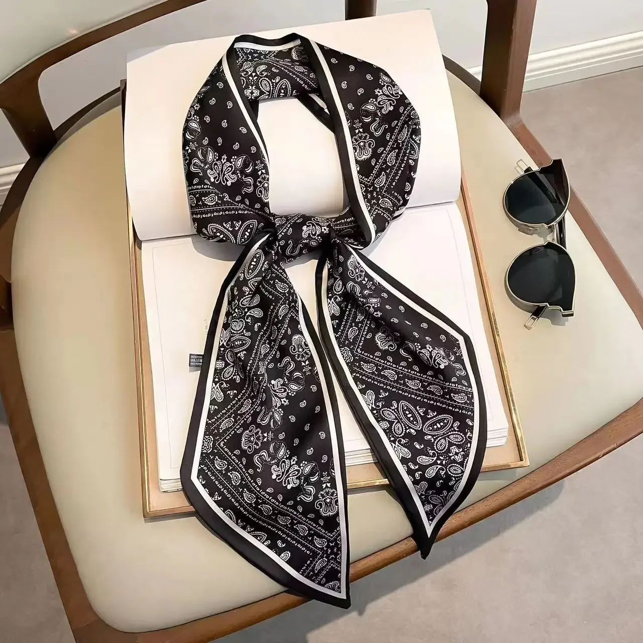 Luxury Bags For Women Brands - Tasarım Baskılı İnce Eşarp Ekose At