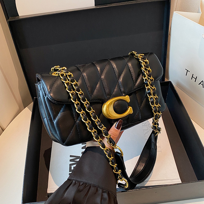 Luxury Bags No Logo - Kadın Kapitone Deri Omuz Çantası Lüks
