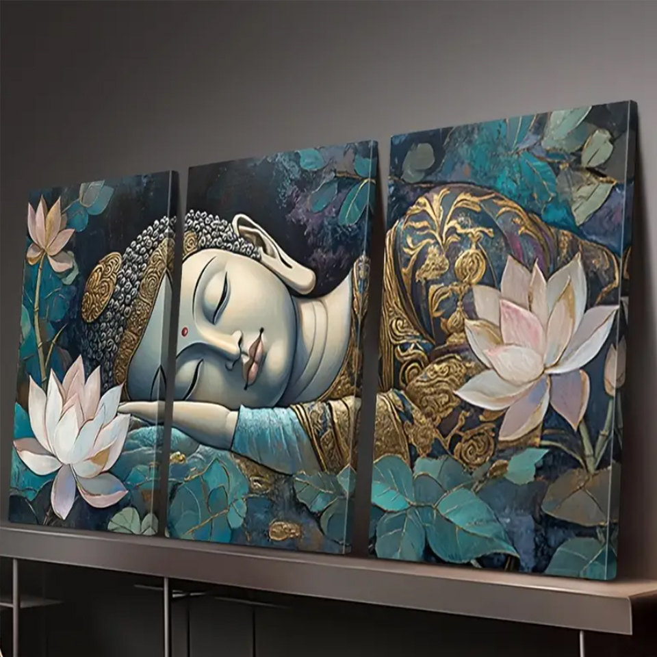 Luxury Bags Europe - Lotus Uyuyan Buda Elmas Boyama triptik